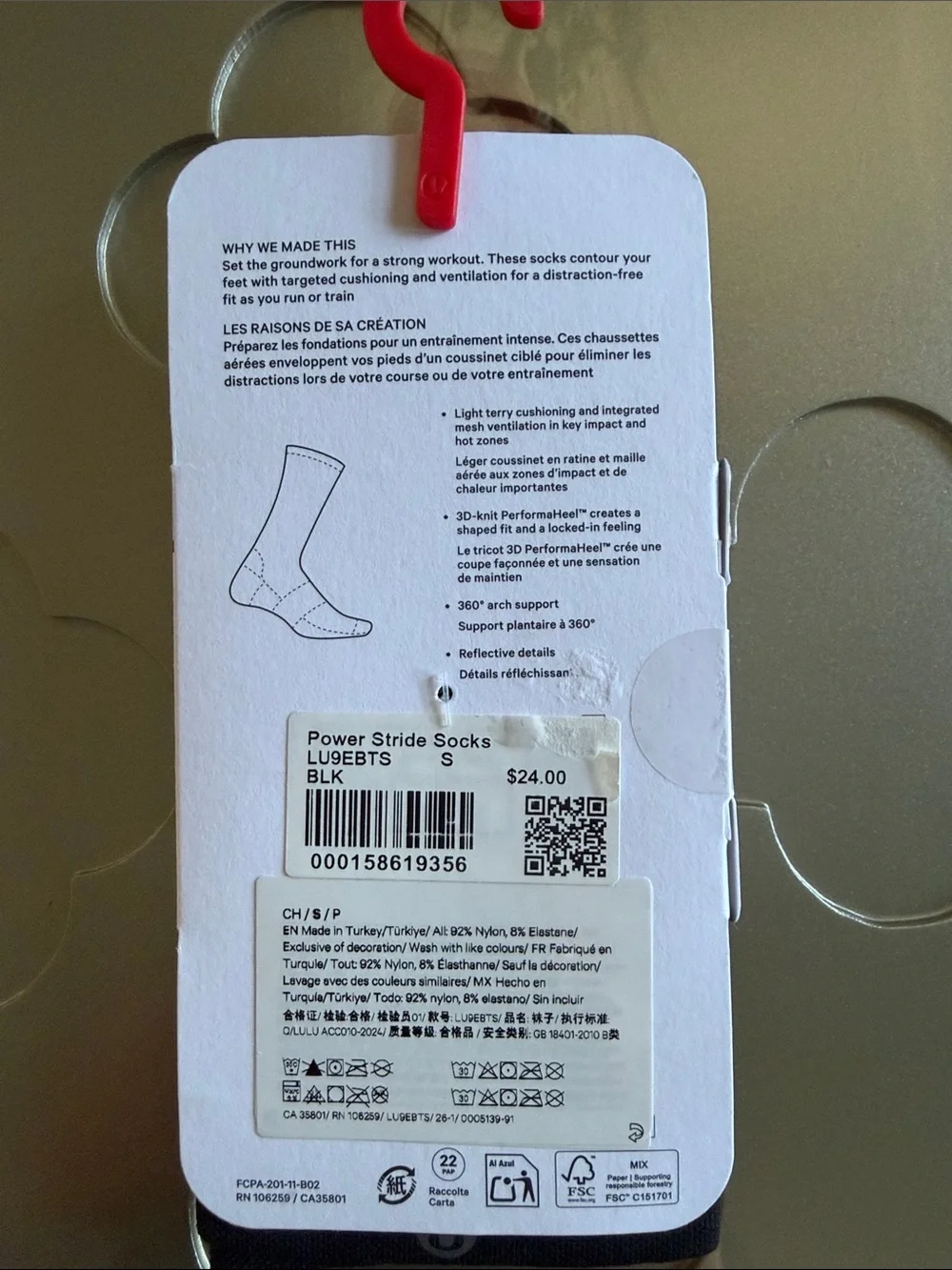 🆕 LULULEMON Power Stride Crew Socks *Reflective Black NWT Unisex